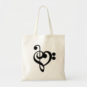 Musikermusikherz - Treble Bass Clef Tragetasche