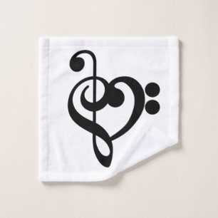 Musikermusikherz - Treble Bass Clef Waschlappen