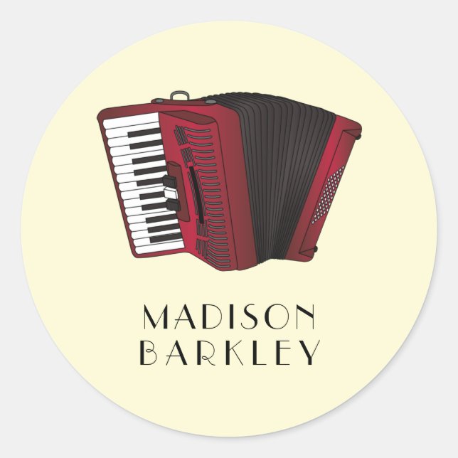 Musikermusiklehrer von Accordion Instrument Runder Aufkleber (Vorderseite)