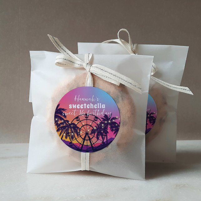 Musikfestival | Riesenradpalmen Süß 16 Runder Aufkleber (Von Creator hochgeladen)