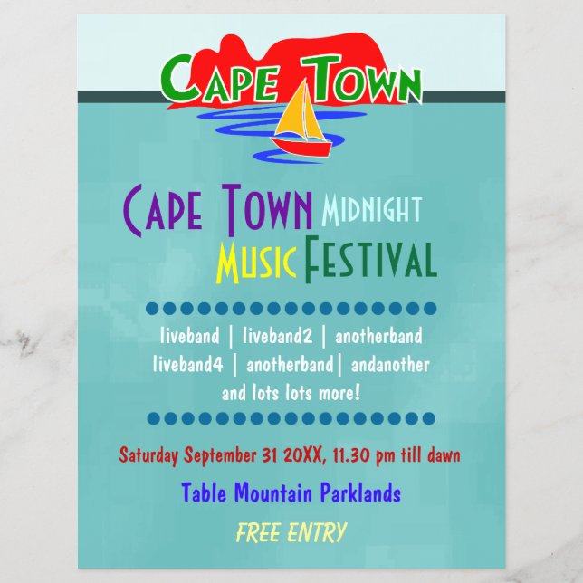 Musikfestival von Capo Town Custom Flyer (Vorne)