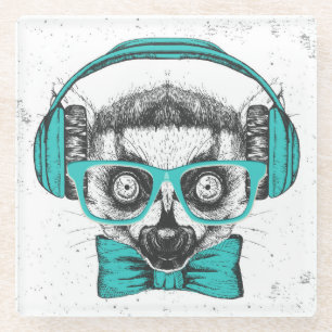 Musikfreund des Lemur- Glasuntersetzer