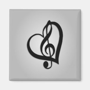 Musikg-Herz auf Silber Magnet