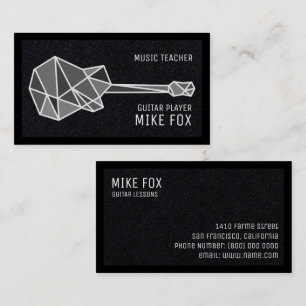 Musikgitarre Lehrerin Black Business Card Visitenkarte