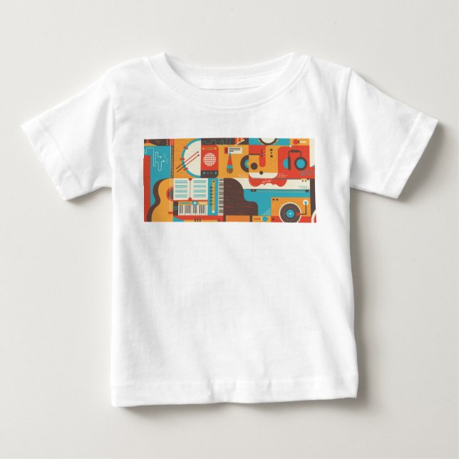Musikgitarre Piano Farbenfroh Baby T-shirt (Vorderseite)