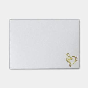 Musikherz-Liebe des dreifachen Clef und des Post-it Klebezettel