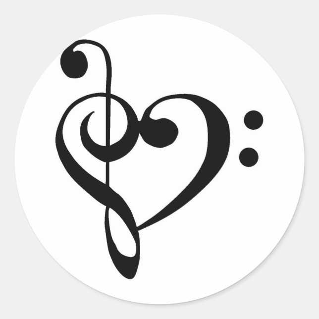 Musikherz Runder Aufkleber (Vorderseite)