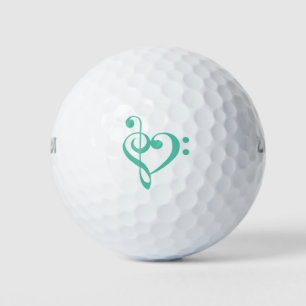 Musikherz Treble Bass Clef Herz - Biskaya Green Golfball