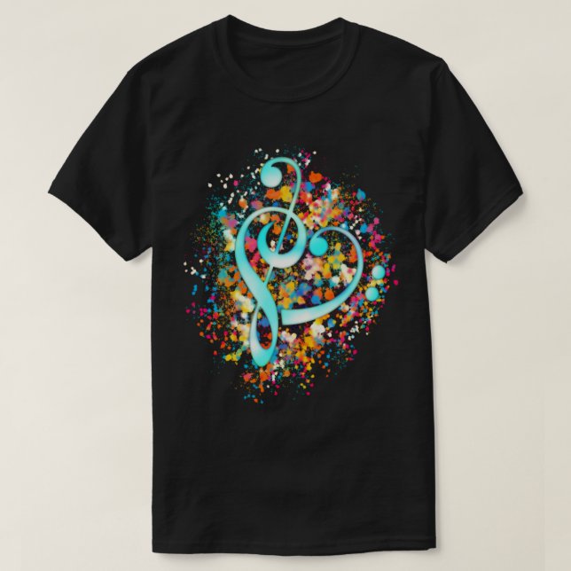 Musikherz Treble Bass Clef Klassischer T - Shirt (Design vorne)