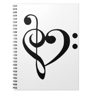 Musikherz Treppenhaus Bass Clef Herz - Schwarz Notizblock