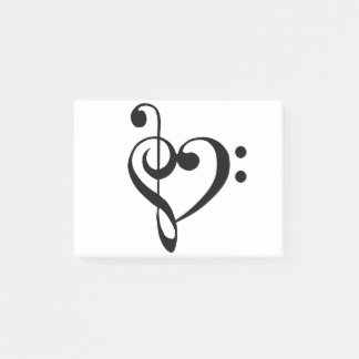 Musikherz Treppenhaus Bass Clef Herz - Schwarz Post-it Klebezettel