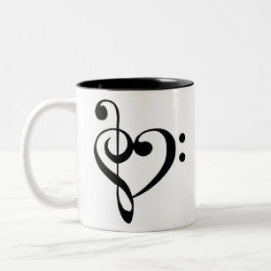 Musikherz Treppenhaus Bass Clef Herz - Schwarz Zweifarbige Tasse