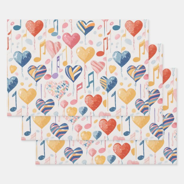 Musikherzen-Packpapier Geschenkpapier Set (Set)