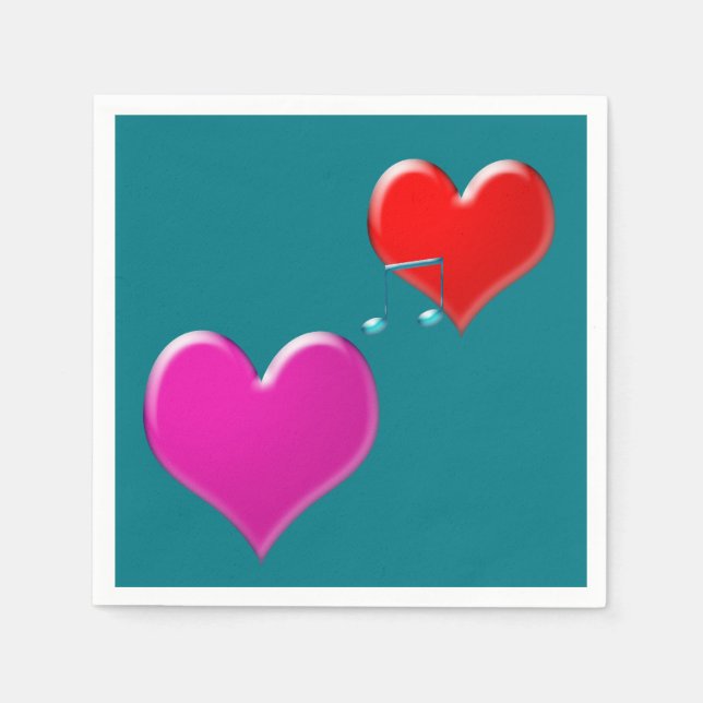 Musikherzen Serviette (Vorderseite)