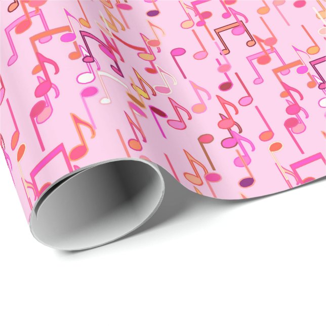 Musikhinweise drucken - rosa, mehrfarbig geschenkpapier (Rolleneckpunkt)