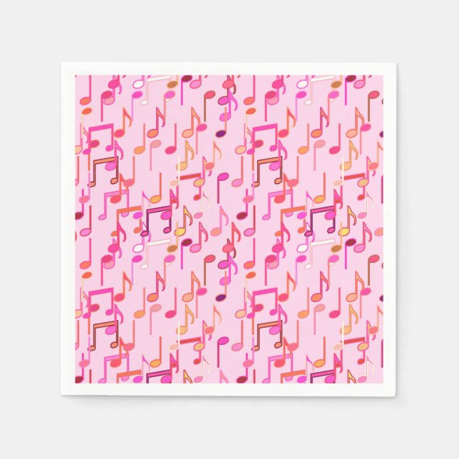 Musikhinweise drucken - rosa, mehrfarbig serviette (Vorderseite)