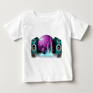 Musikillustration mit Lautsprecher und Discoball Baby T-shirt
