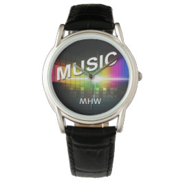 Musikillustrierung - benutzerdefinierte Monogramm- Armbanduhr