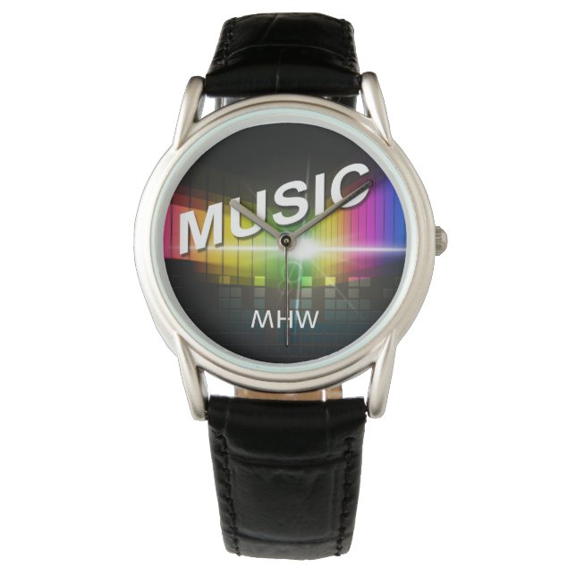 Musikillustrierung - benutzerdefinierte Monogramm- Armbanduhr (Vorderseite)