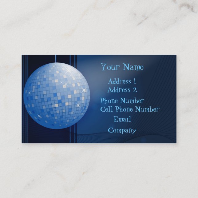 Musikindustrie-Karte - blauer Disco-Ball Visitenkarte (Vorderseite)