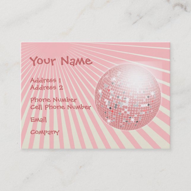 Musikindustrie-Karte - rosa Disco-Ball Visitenkarte (Vorderseite)