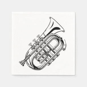 Musikinstrument für Schwarz-Weiß-Trompete Serviette