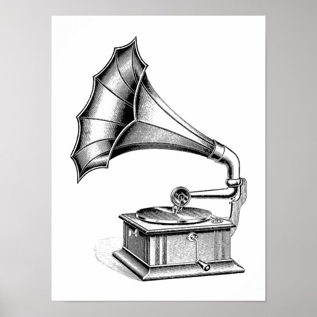 Musikinstrument für Vintage Tonträger Poster (Vorne)