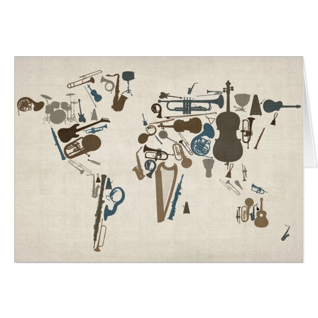 Musikinstrument-Karte der Welt (Vorderseite (Horizontal))