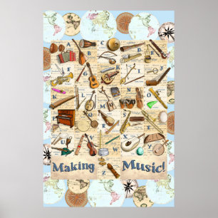 Musikinstrumente Alphabet International Poster
