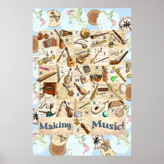 Musikinstrumente Alphabet International Poster (Vorne)