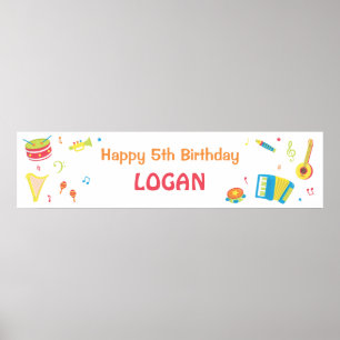 Musikinstrumente Kinder Geburtstagsbanner Poster