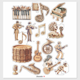 Musikinstrumente Musiker Papier Handwerk Kunst Aufkleber