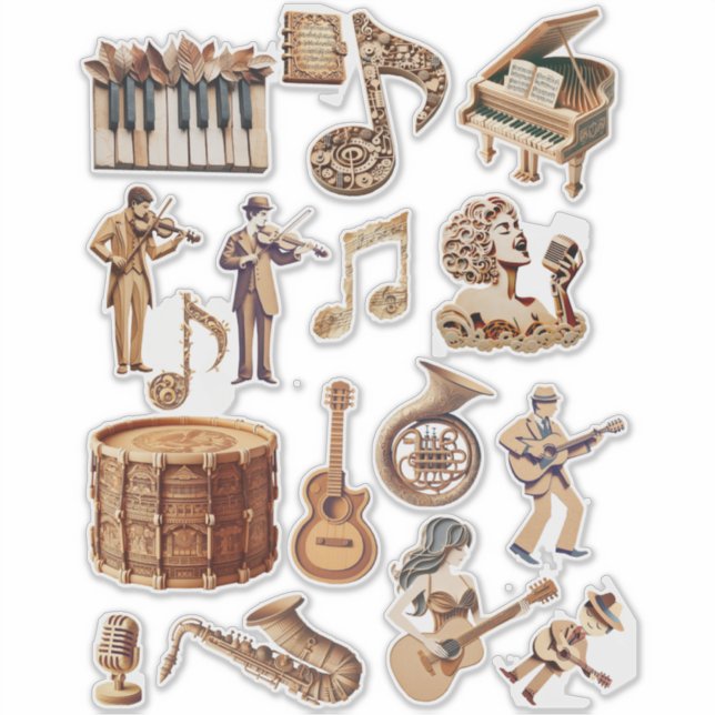 Musikinstrumente Musiker Papier Handwerk Kunst Aufkleber (Vorderseite)