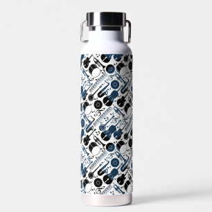 Musikinstrumente Muster Design 2 Töne Weiß Trinkflasche