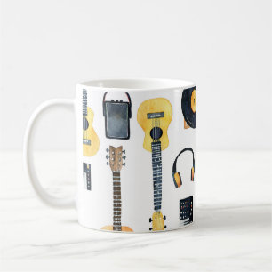 Musikinstrumente: Nahtlose Wasserfarbe Kaffeetasse