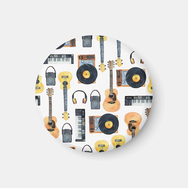 Musikinstrumente: Nahtlose Wasserfarbe Magnet (Vorne)