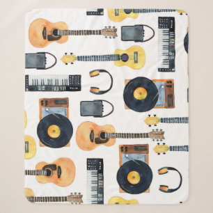 Musikinstrumente: Nahtlose Wasserfarbe Sherpadecke