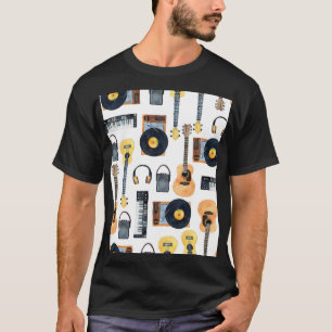 Musikinstrumente: Nahtlose Wasserfarbe T-Shirt