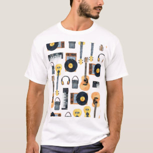 Musikinstrumente: Nahtlose Wasserfarbe T-Shirt