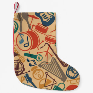 Musikinstrumente Nahtloser Vintage-Hintergrund Kleiner Weihnachtsstrumpf