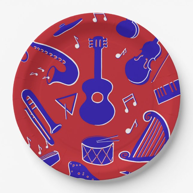 Musikinstrumente Pappteller (Vorderseite)