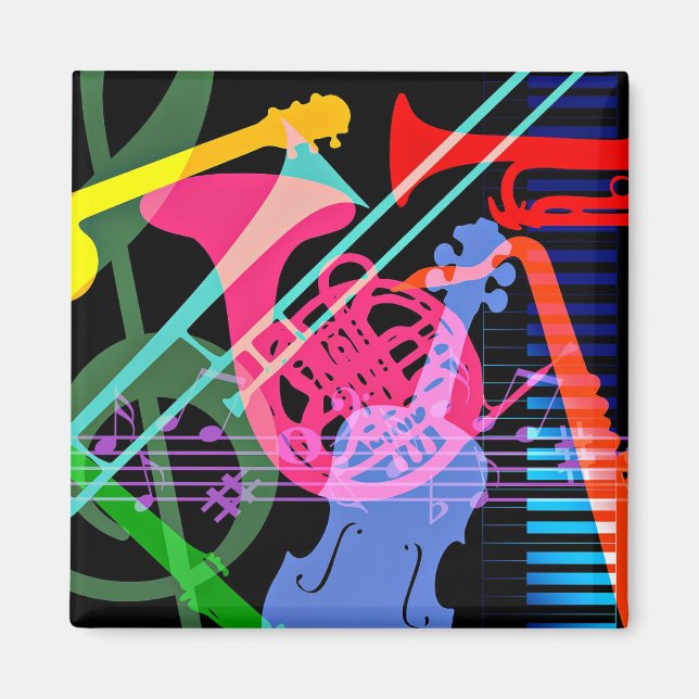 Musikinstrumente Pop Art Design Magnet (Vorne)
