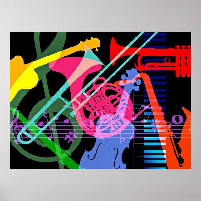 Musikinstrumente Pop-Art-Design Poster (Vorne)