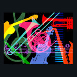 Musikinstrumente Pop Art Design Poster<br><div class="desc">Musikalische Instrumente bunt Pop Art Design</div>