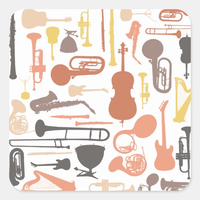 Musikinstrumente Quadratischer Aufkleber (Vorderseite)