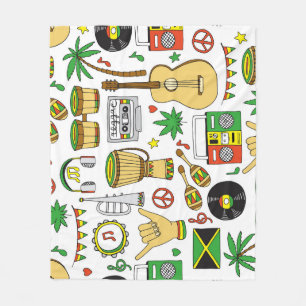 Musikinstrumente: Reggae - nahtloser Hintergrund Fleecedecke