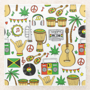 Musikinstrumente: Reggae - nahtloser Hintergrund Glasuntersetzer
