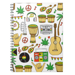 Musikinstrumente: Reggae - nahtloser Hintergrund Notizblock