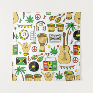 Musikinstrumente: Reggae - nahtloser Hintergrund Wandteppich
