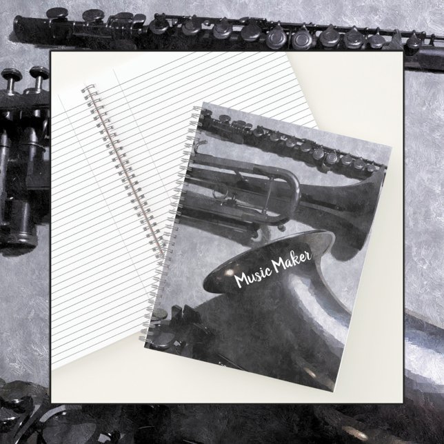 Musikinstrumente Silvery Gray Notizbuch (Von Creator hochgeladen)